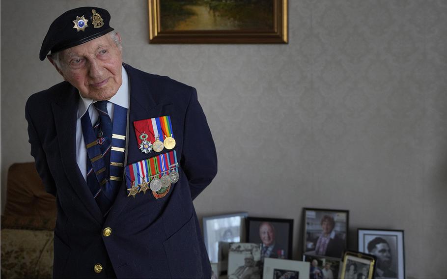 Mervyn Kersh, a Jewish D-Day veteran who fought in the Normandy Campaign, at his home in London on April 8, 2024.