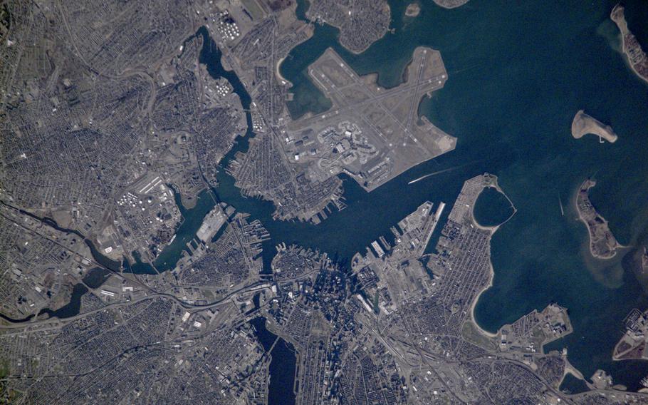 View of Logan Field in Boston Massachusetts taken by the Expedition Two crew from the International Space Station ISS Alpha.