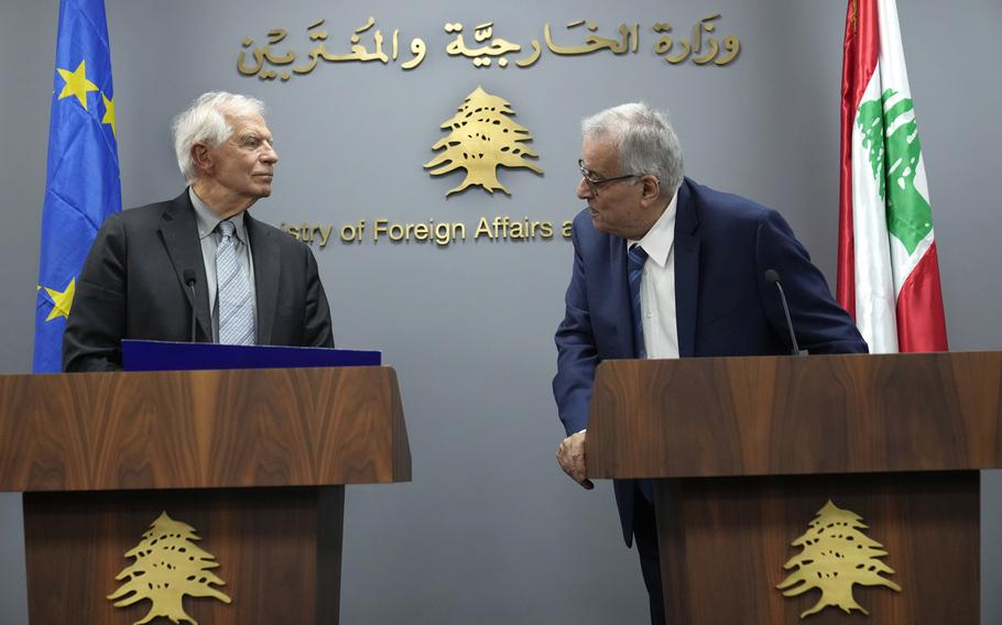 Lebanon foreign minister and E.U. foreign minister