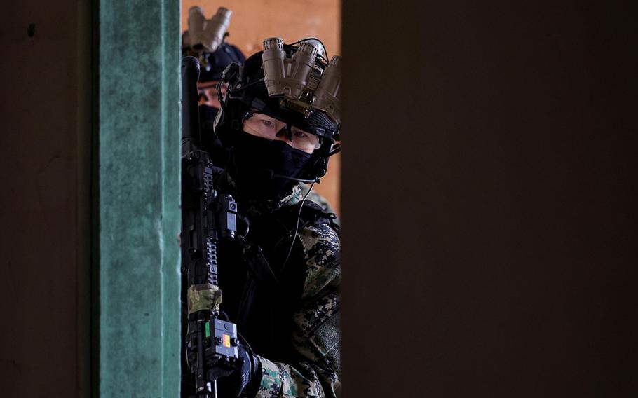 South Korean special forces troops train in South Korea.