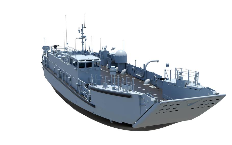 The Landing Craft Utility (LCU) 1700 is an open, 139-foot-long vessel with a front ramp that allows it to drop troops and vehicles onto beaches.