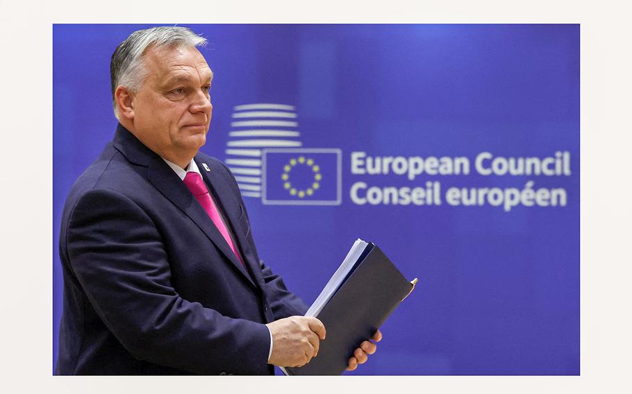 Hungary’s Prime Minister Viktor Orban attends a European Union leaders summit, in Brussels, Belgium December 14, 2023. 