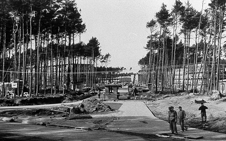 A photo of construction being done at Ramstein Air Base in 1952