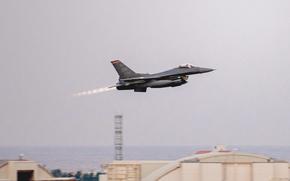 An Air Force F-16C Fighting Falcon with the 77th Expeditionary Fighter Squadron takes off at Kadena Air Base, Japan, Jan. 13, 2025. 