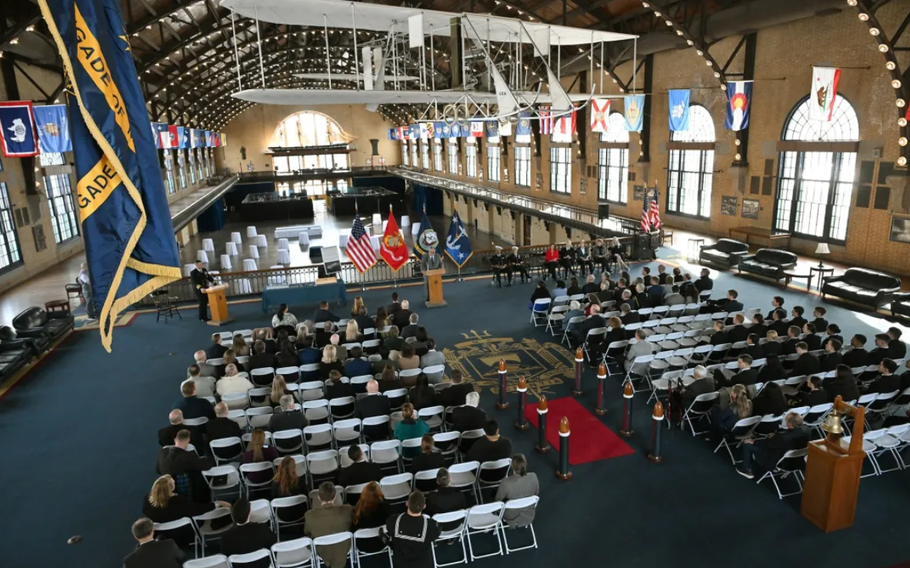 Secretary of the Navy Carlos Del Toro during a ceremony