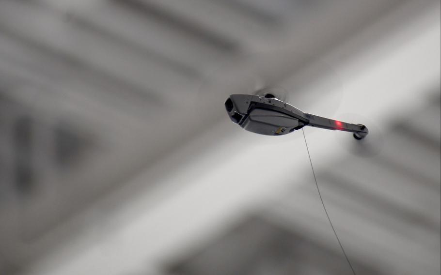 A soldier-borne sensor drone being used for system familiarization training by the New York National Guard, June 27, 2024.  