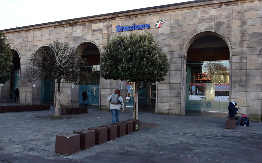 The outside of the railway station in Vicenza, Italy.