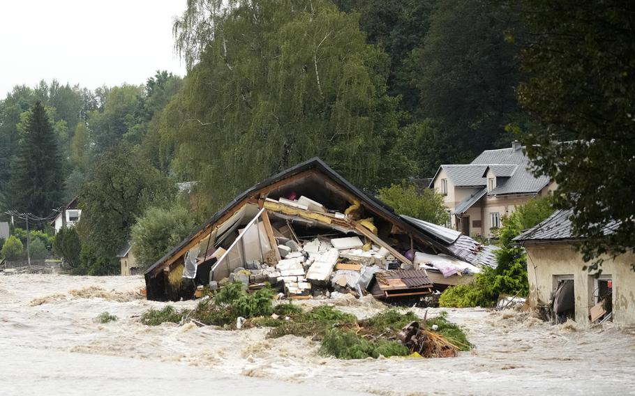 A picture of a house in the Czech Republic destroyed by flooding