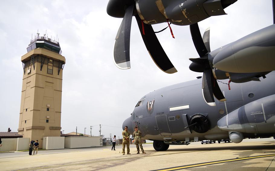 A U.S. Air Force AC-130J Ghostrider parked on the runway at Osan Air Base, South Korea, on June 24, 2024.