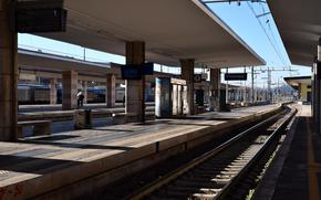 A clear track at the train station in Vicenza, Italy, in December 2024. A series of upcoming strikes in Italy will affect rail and air travel.