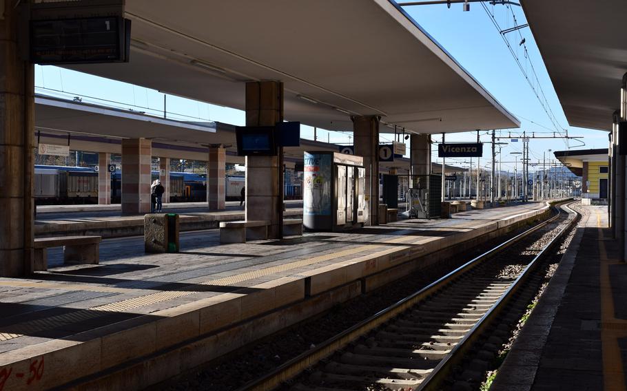 A empty train track in Vicenza. 