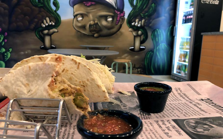 Although it's mainly a takeaway restaurant, there is a small dining area at Solecito Tex-Mex's Old Town location. The vegetarian tacos with spicy salsa verde are a favorite.