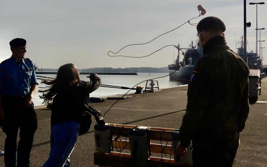 People throw heaving lines as part of Marine Live