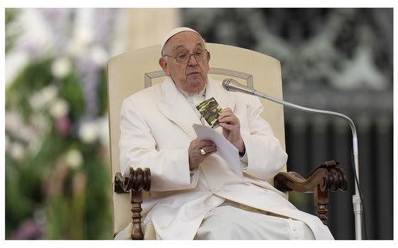 Pope Francis holds his weekly general audience in St. Peter's Square ...