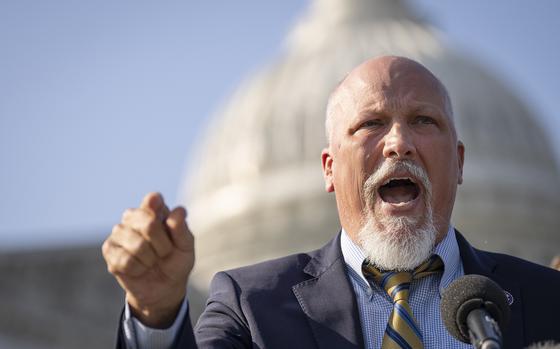 U.S. Rep. Chip Roy (R-TX) speaks at a news conference with members of the House Freedom Caucus on Capitol Hill Sept. 15, 2022, in Washington, DC. 