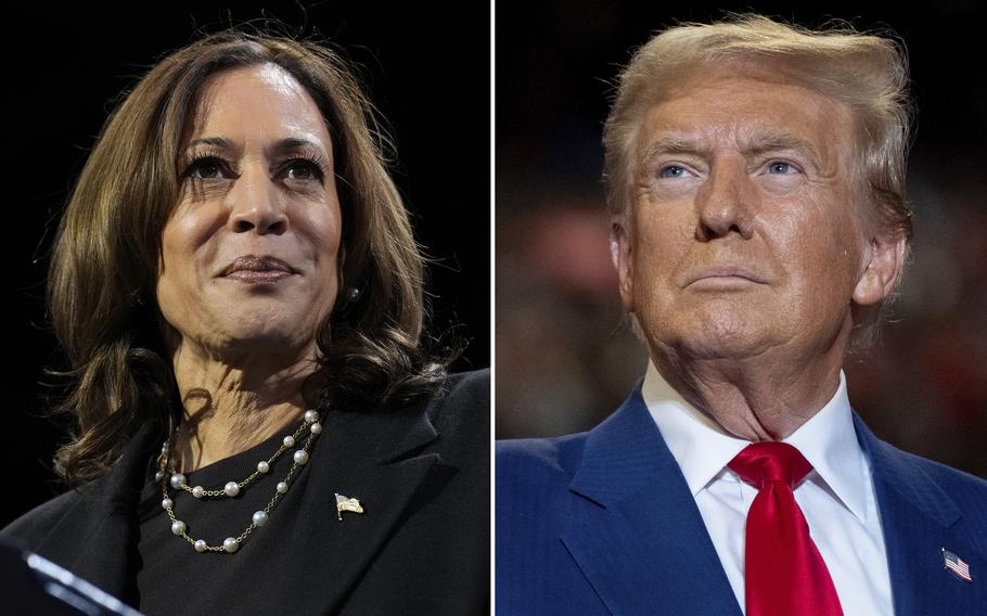 A side-by-side comparison of Vice President Kamala Harris and former President Donald Trump.