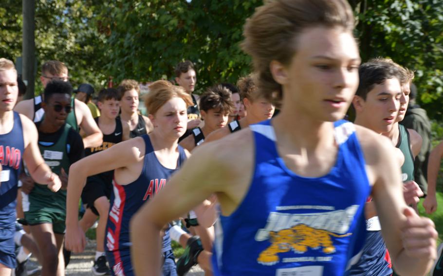 The field at the boys cross country race Saturday, Sept. 14, 2024, near Vicenza, Italy, was crowded at the beginning as usual, but the runners spread out gradually.