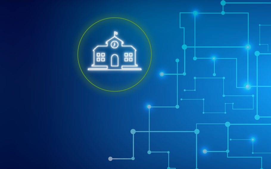 Graphic of school and circuits