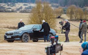 The cast and crew of the long-running German crime show "Tatort" film an episode titled "Charlie" at the Joint Multinational Readiness Center in Hohenfels, Germany, on Feb. 28, 2024. The episode aired March 2, 2025.