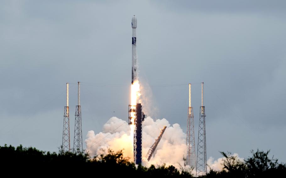 A SpaceX Falcon 9 rocket lifts off from the Cape Canaveral Space Force Station