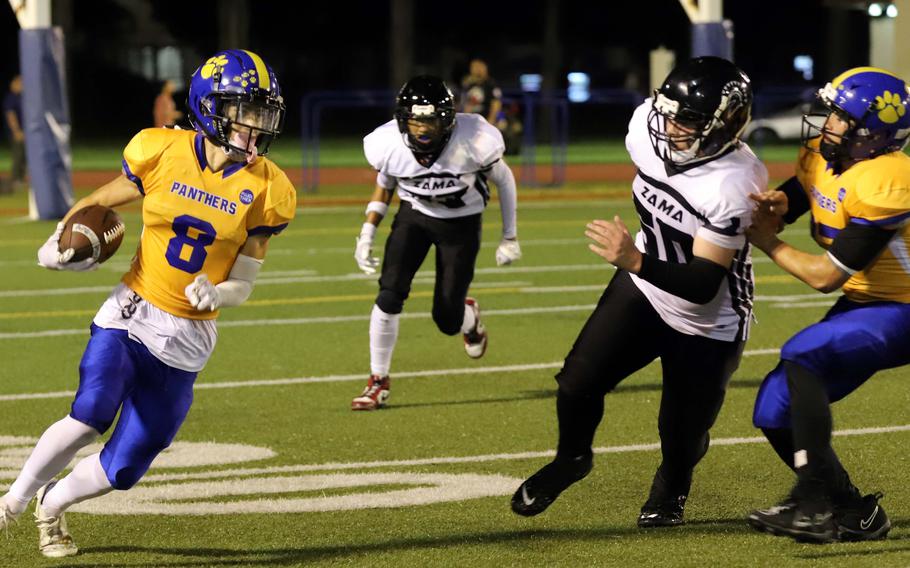 Kicoh Guenther (8) caught three passes for 107 yards for Yokota.