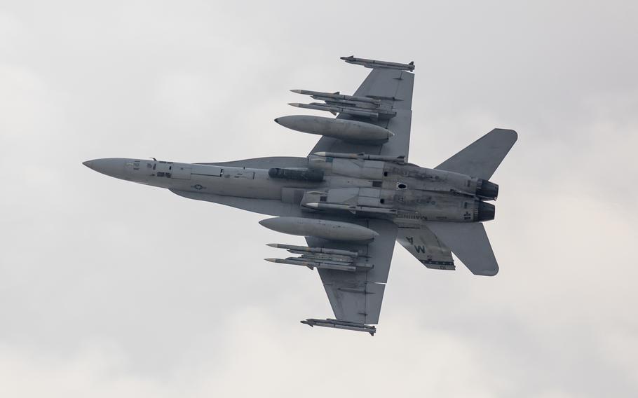 A U.S. Marine Corps F/A-18A in 2021. 