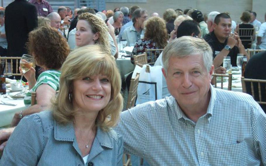 Steve Greene and his wife, Kathy Greene, at a U.S. Marine Corps reunion at Quantico in 2008. 