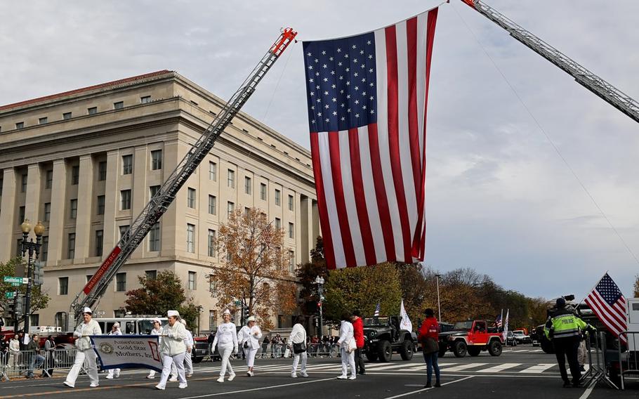 Veterans, their families and advocates were out in force Sunday as throngs of people gathered along the parade route. Many said the event was a chance to share stories of military experience and show appreciation for the contributions of service members.