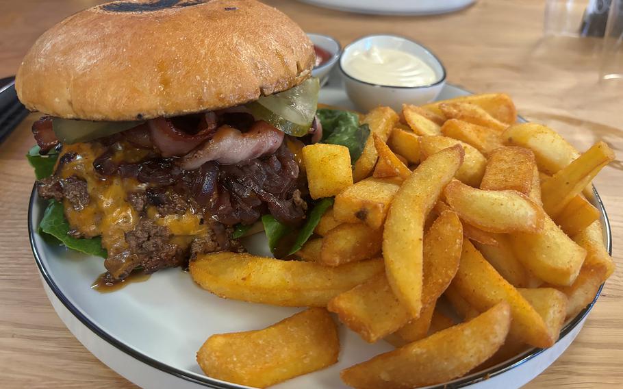 The smashed cheeseburger at Das Louis in Weiden, Germany, is excellent. It's topped with thick-cut bacon, onions soaked in red wine and cheddar cheese on an artisanal bun.