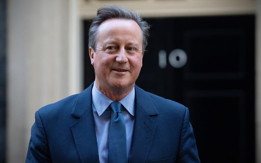 Britain’s former Prime Minister, David Cameron, leaves 10, Downing Street after being appointed Foreign Secretary in a Cabinet reshuffle on Nov. 13, 2023, in London. 