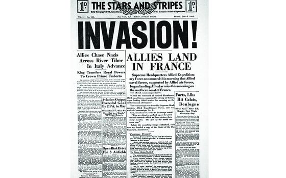 Front page of the Northern Ireland edition of June 6, 1944 announcing D-Day.

Stars and Stripes reporter Jack Foster watched from the USS Henrico as the ship landed infantrymen from the U.S. Army's 1st Infantry Division on Omaha Beach. Read Foster's account of what would become D-Day's deadliest landing here and here.

Looking for more of Stars and Stripes’ historic D-Day and World War II coverage? Subscribe to Stars and Stripes’ historic newspaper archive! We have digitized our 1948-1999 European and Pacific editions, as well as several of our WWII editions and made them available online through https://starsandstripes.newspaperarchive.com/

META TAGS: DDay80; Invasion; World War II; WWII; D-Day; U.S. Navy; 1st Infantry Division; Omaha beach; U.S. Army