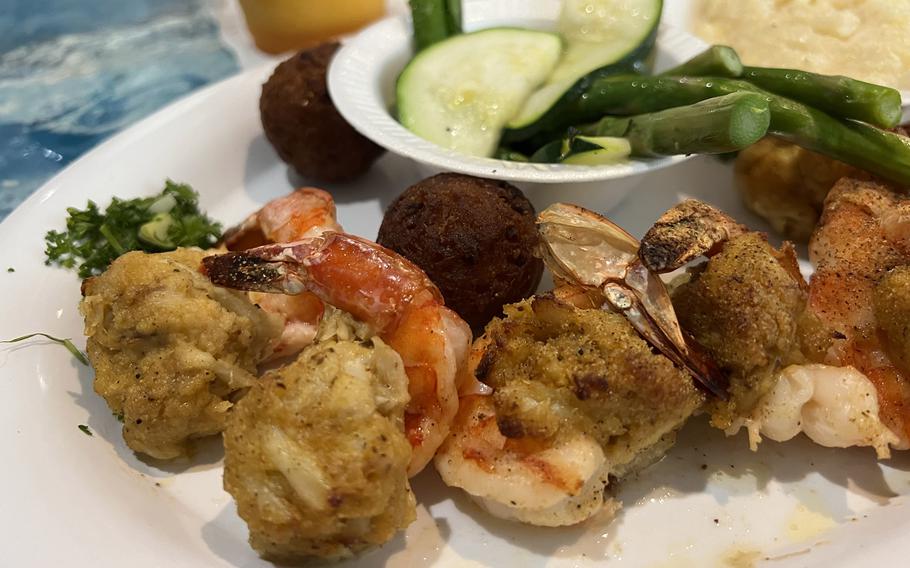 Seafood restaurants reign on St. George Island. The Gulf shrimp stuffed with jumbo lump crabmeat at the Blue Parrot is rich with flavor. The Blue Parrot is known for its diverse seafood menu. 