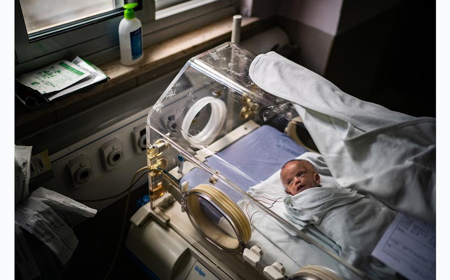 Saaidah in her incubator at a hospital in Israel. When Saaidah experienced intestinal problems, doctors at the hospital had to decide whether to operate on her, without being able to reach her family in Gaza. 