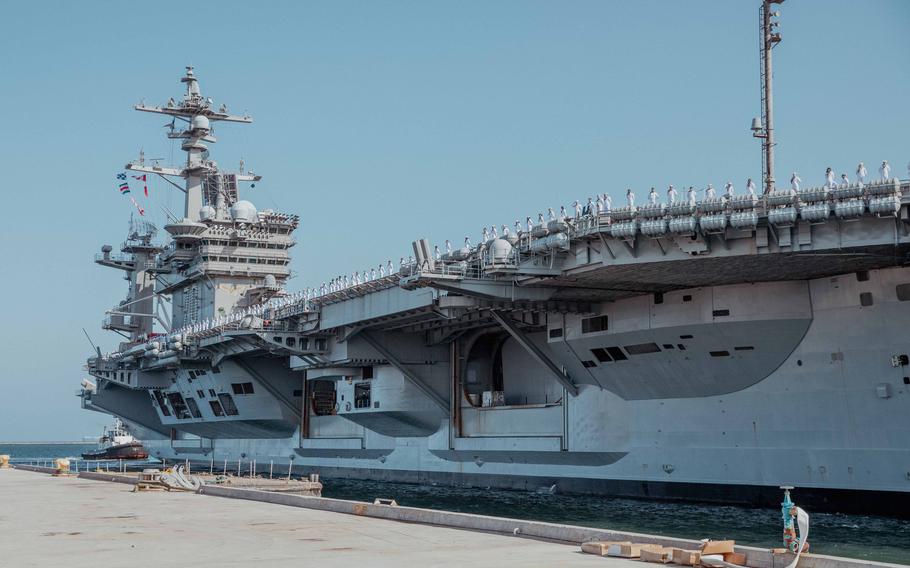 The U.S. Navy Nimitz-class aircraft carrier USS Carl Vinson (CVN 70) arrives in Los Angeles Harbor during Los Angeles Fleet Week, May 21, 2024.
