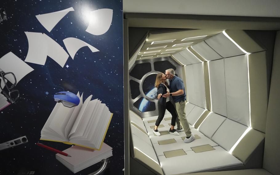 Visitors inside the new Zero Gravity Room at the Paradox Museum Miami.