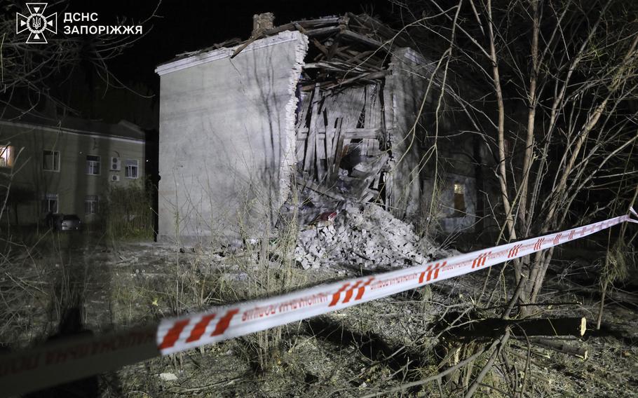 A destroyed building in Ukraine.