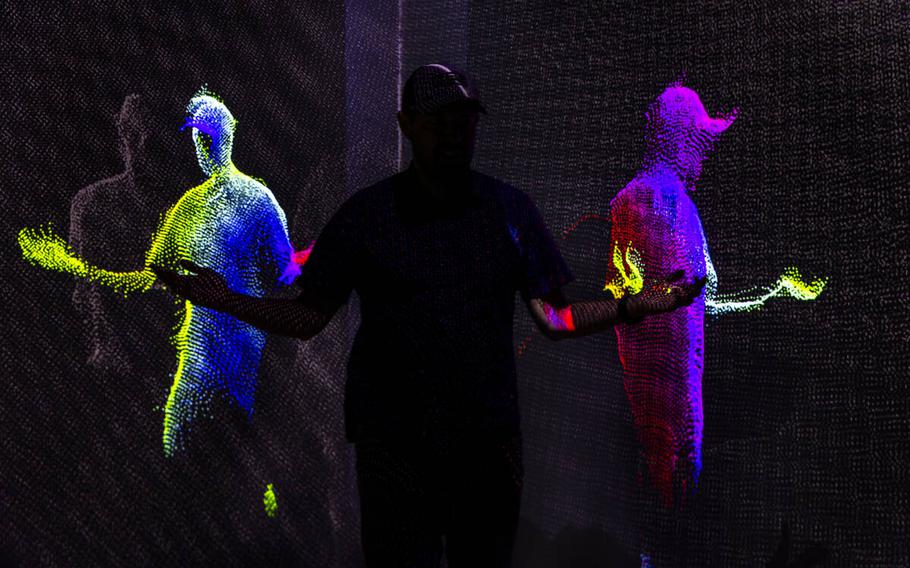 CEO/co-founder Brandon Garrett stands in a game pod being calibrated at Electric Playhouse, a new high-tech social gaming place opening soon at The Forum Shops at Caesars on June 14, 2024, in Las Vegas. 