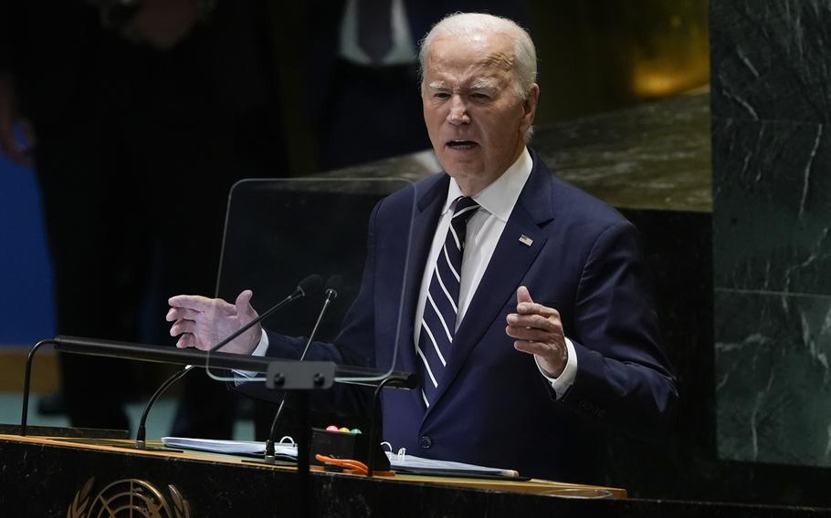 President Joe Biden speaks at the United Nations.