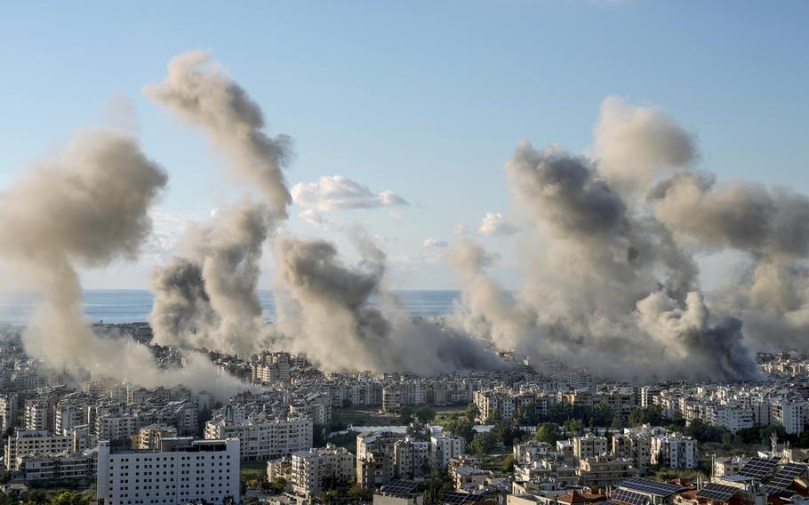 Smoke rises following an Israeli airstrike