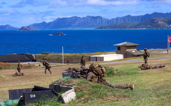 U.S. Marines conduct training drills at Marine Corps Base Hawaii on July 17, 2024.