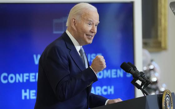 President Joe Biden speaks at the White House Conference on Women's Health Research from the East Room of the White House in Washington, Wednesday, Dec. 11, 2024. (AP Photo/Susan Walsh)