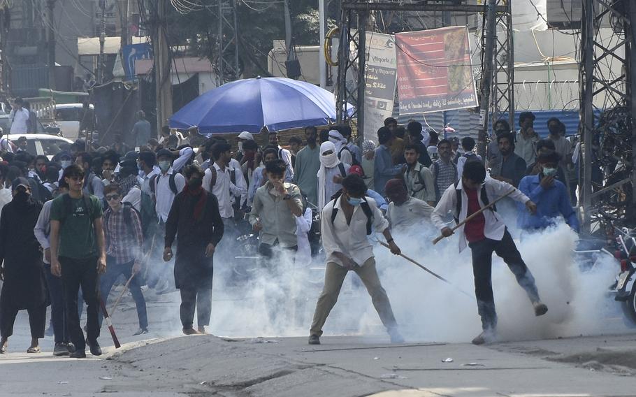 Police fire tear gas to disperse students protesting