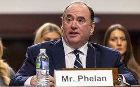 Secretary of the Navy nominee John Phelan testifies on Thursday, Feb. 27, 2025, during a Senate Armed Services Committee hearing to examine his nomination to be Secretary of the Navy in Washington. (Eric Kayne/Stars and Stripes)