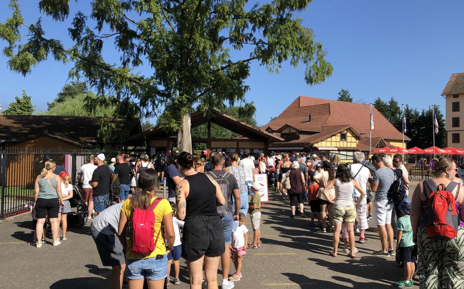 A line forms to enter Didiland theme park in Morsbronn-les-Bains, France, just 30 minutes after opening. Buy tickets in advance and skip to the front of the line.