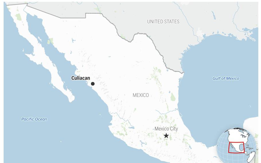 Culiacan on map of Mexico