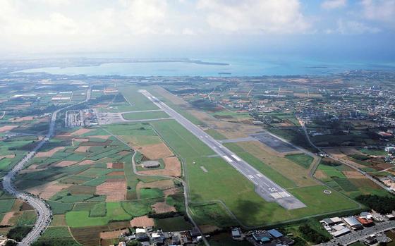 A Japanese survey found two suspected World War-II era bombs near Miyako Airport, seen here in this undated photo, in Okinawa prefecture.