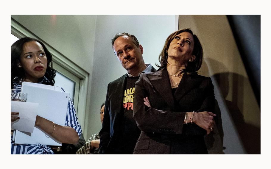 Then-Sen. Kamala D. Harris waits to speak at the 2019 California Democratic Party State Organizing Convention in San Francisco. MUST CREDIT: Melina Mara/The Washington Post