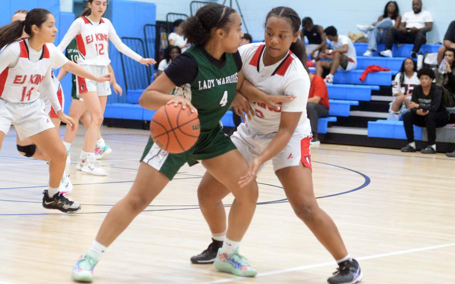 Caylee Shipman looks to move with the ball.