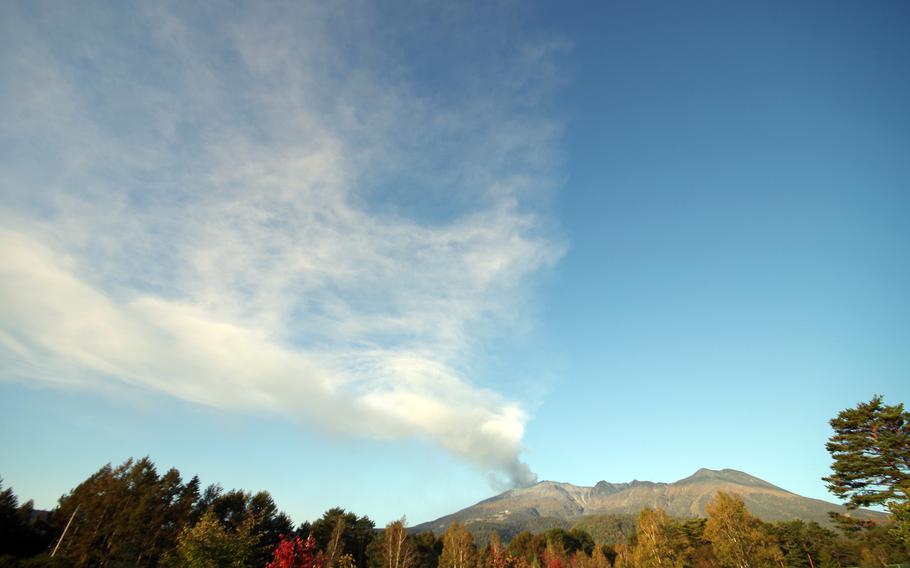 Volcanic smoke rises from Mount Ontake, about 60 miles northeast of Nagoya, Japan, Sept. 28, 2014, a day after it erupted. 