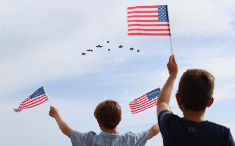 Dozens of family members gathered Friday, July 12, 2024, at Naval Air Station Oceana, Va., to welcome home four Virginia Beach-based fighter jet squadrons. The squadrons returned to the U.S. after nearly nine months on deployment with the USS Dwight D. Eisenhower Carrier Strike Group.